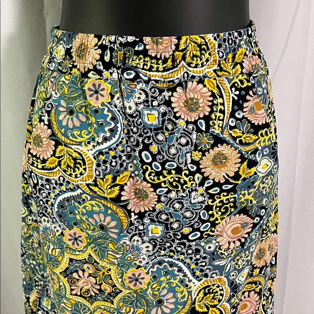 LOFT Multicolor Paisley Print Pull-On Skirt